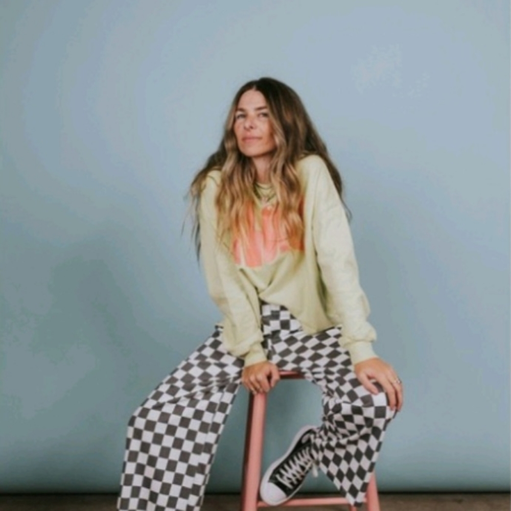 Ascot + Hart Graphic Wide Leg Pants - Checkered